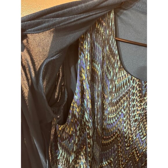 Peacock Chevron Pattern Sleeveless Dress With 3/4 Sleeve Open Front Cardigan 2X - Picture 4 of 10